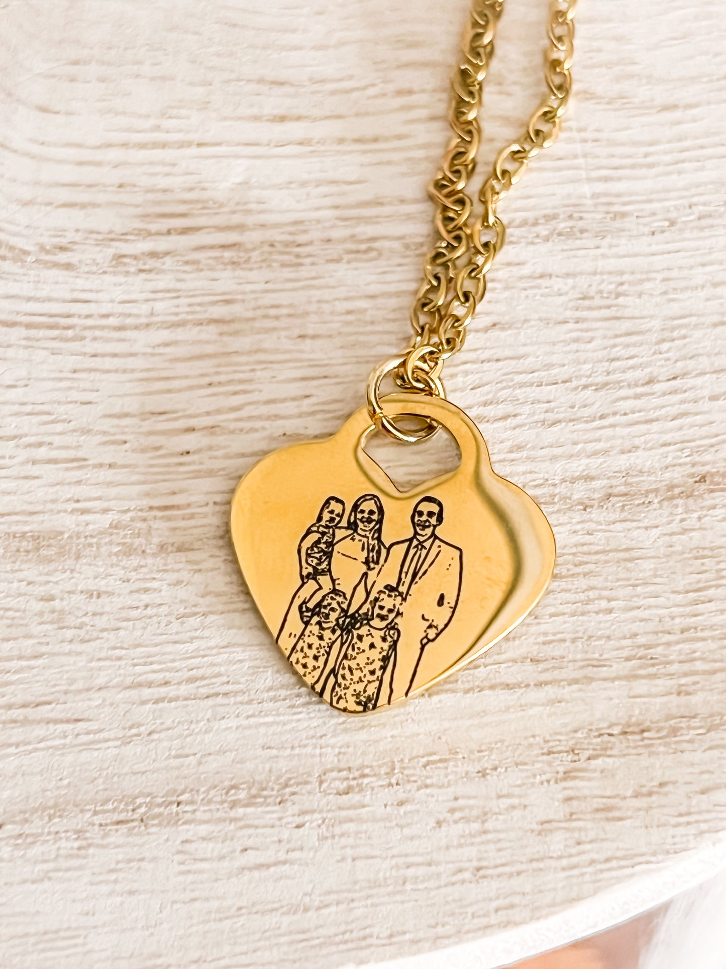 Heart Sketch Photo Necklace