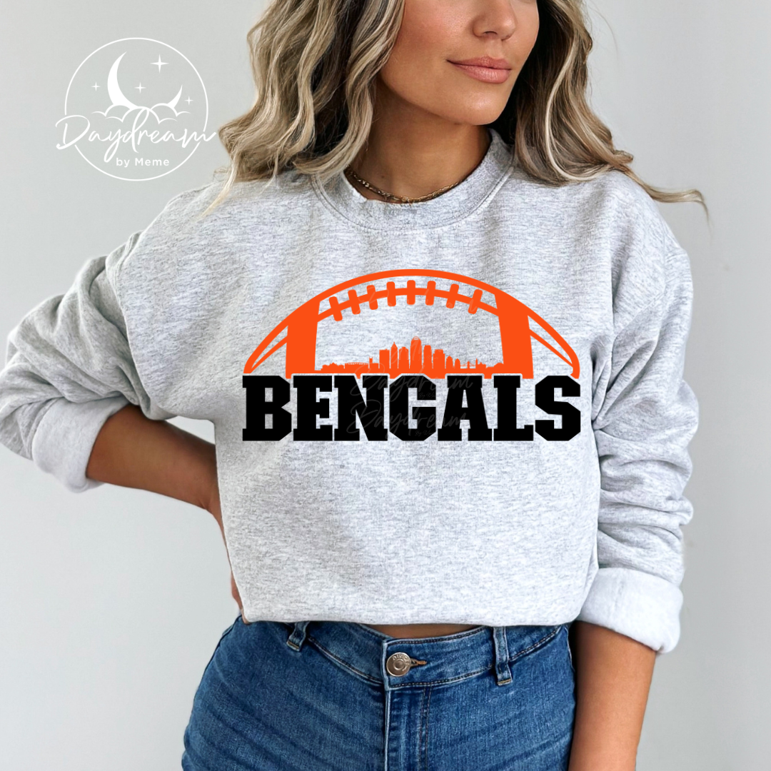 Bengals Half Football Crewneck