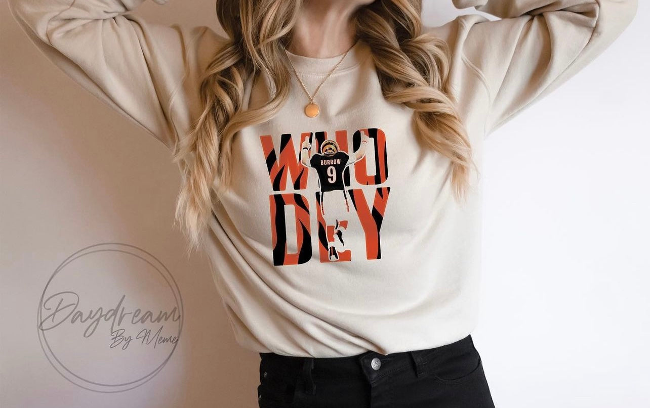 Bengals Burrow Who Day Crewneck