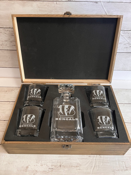 Custom Wood Boxed Decanter Set