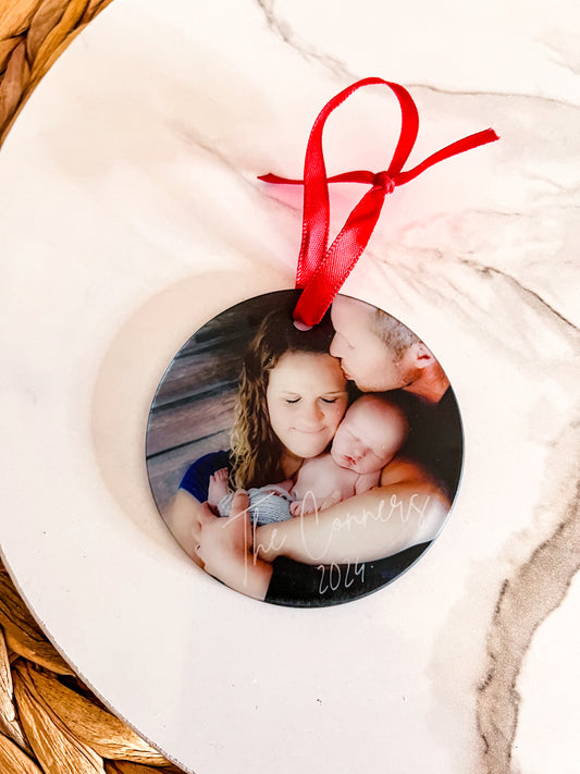 Glass Iridescent Photo Ornament