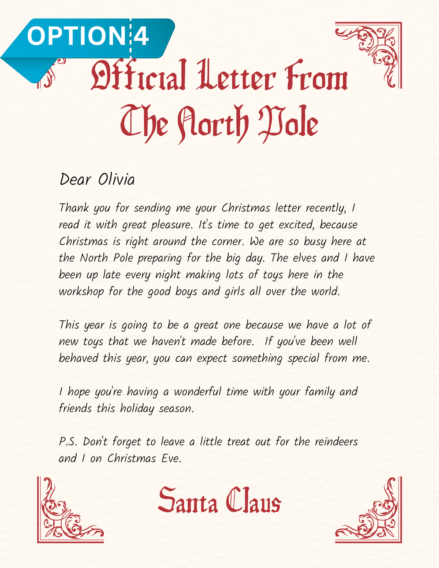 Official North Pole Letter