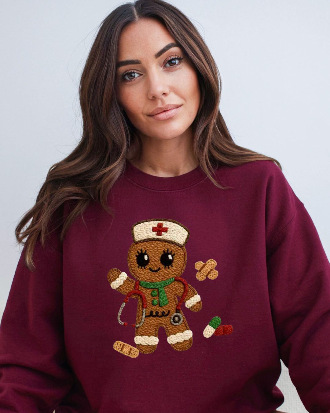 Crochet “Magic”  Gingerbread Nurse Crewneck