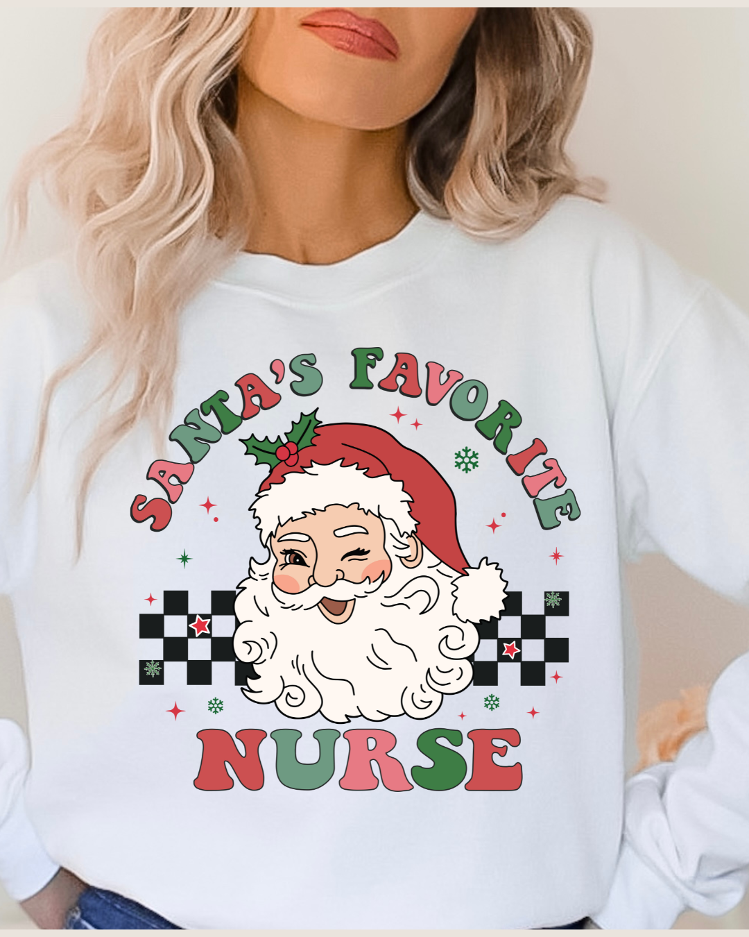 Santa’s Favorite Nurse Retro T-Shirt/Crewneck