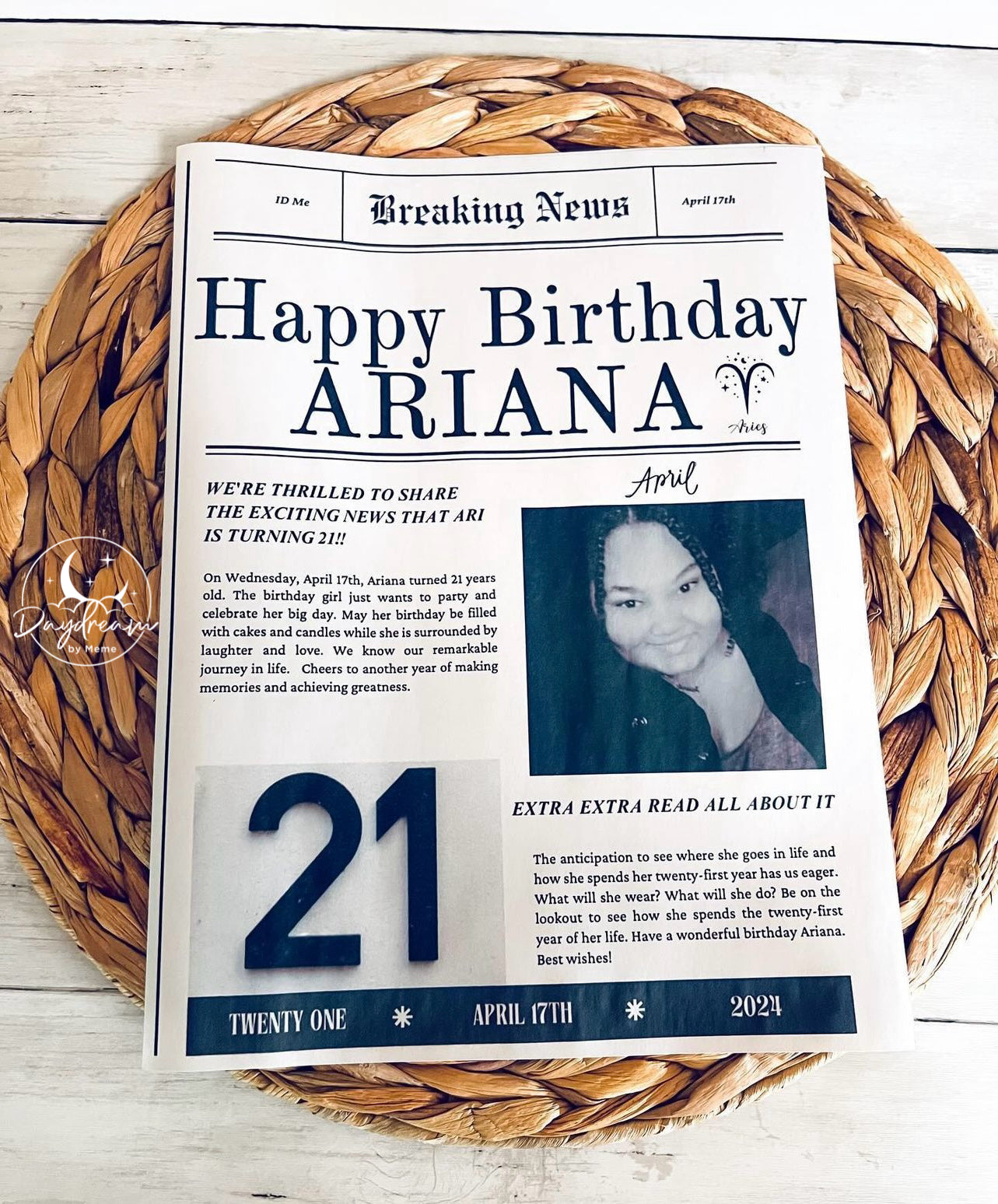 Birthday Annoucement Newspaper