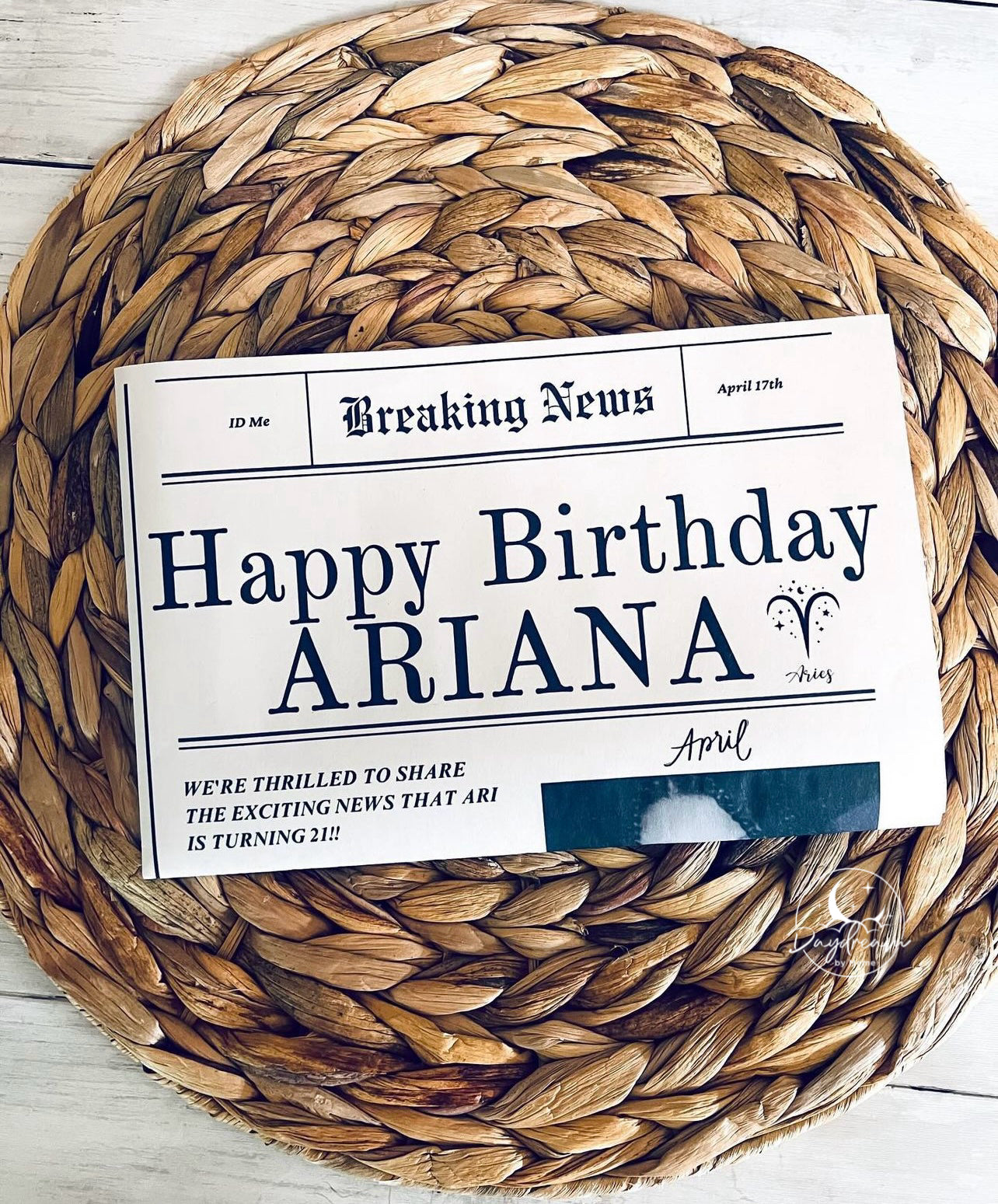 Birthday Annoucement Newspaper